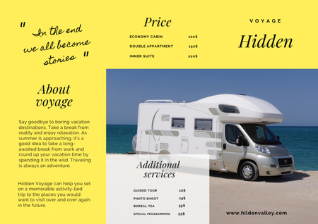 Camping Tour to Summer Seaside Brochure Din Large Z-fold Design Template