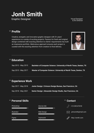 Szablon projektu Specjalista projektowania graficznego z doświadczeniem zawodowym Resume
