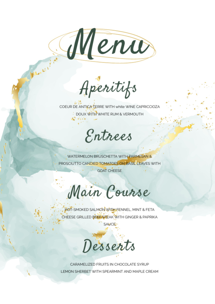 Watercolor Abstract Pattern on Wedding Menu Design Template