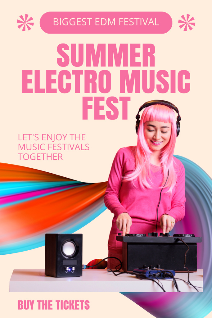 Platilla de diseño Wonderful Electro Music Festival In Summer Announcement Pinterest