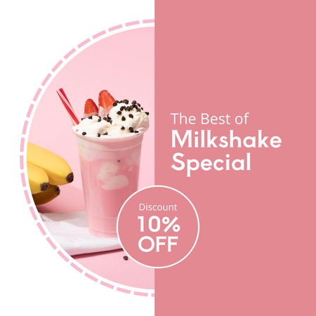 Best Milkshake With Cream And Discount Offer Instagram Design Template