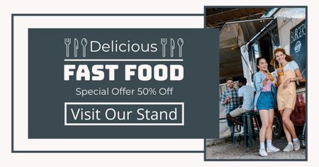 Discount Offer on Delicious Fast Food Facebook AD Modelo de Design
