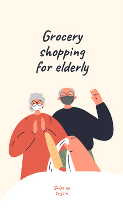 Elder Couple with Groceries Instagram Story Design Template