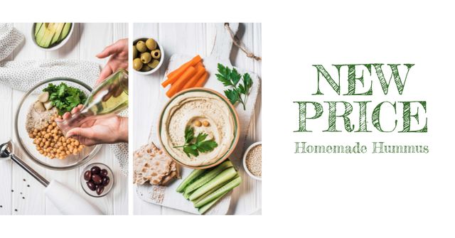 Hummus Recipe Fresh Cooking Ingredients Facebook AD Tasarım Şablonu