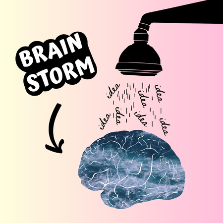 Funny Joke with Brain Illustration Instagram tervezősablon