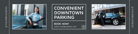Downtown Parking Booking Announcement Twitter Design Template