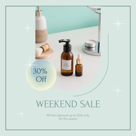Weekend Sale of Skincare with Cosmetic Serum Instagram AD Design Template