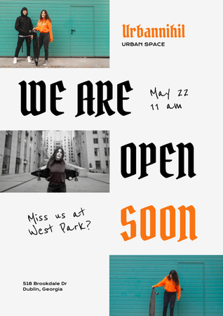 Store Opening Announcement with Stylish People Poster A3 Design Template