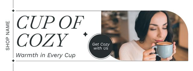 Cozy Vibes Due Hot Coffee In Cup Facebook cover Modelo de Design