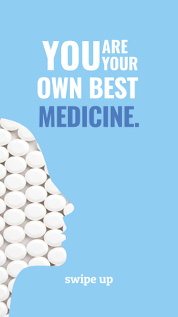 Plantilla de diseño de Inspirational Quote with Pills on Blue silhouette Instagram Story 