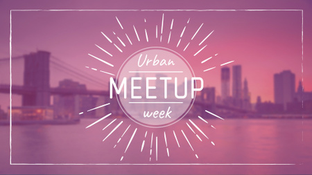 Urban Meetup Ad with Big City View FB event cover Design Template