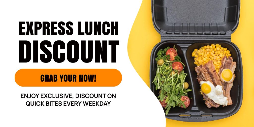 Fast Casual Restaurant Express Lunch Discount Ad Twitter – шаблон для дизайну