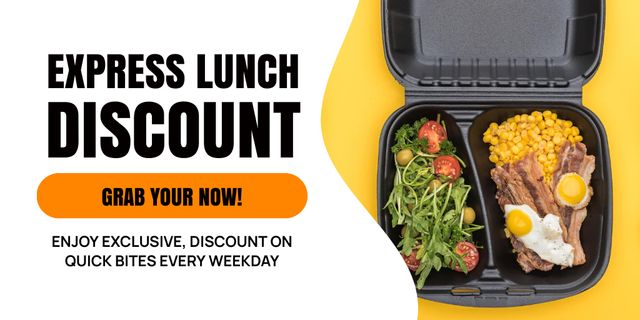 Platilla de diseño Fast Casual Restaurant Express Lunch Discount Ad Twitter