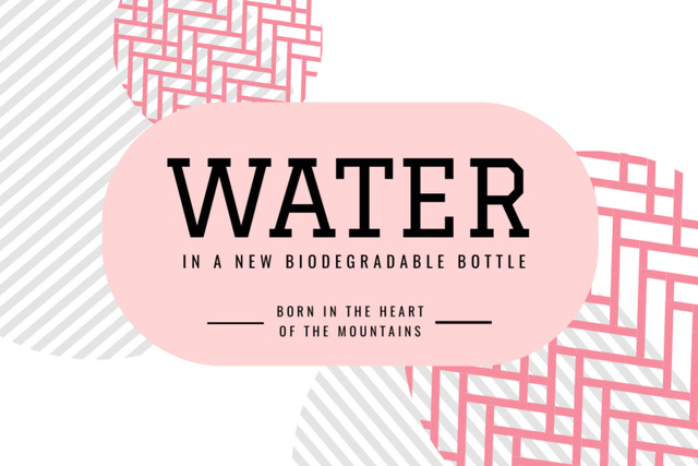 Ontwerpsjabloon van Label van Water brand ad on abstract pattern