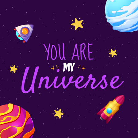 Space Rockets Flying in Galaxy Instagram Design Template