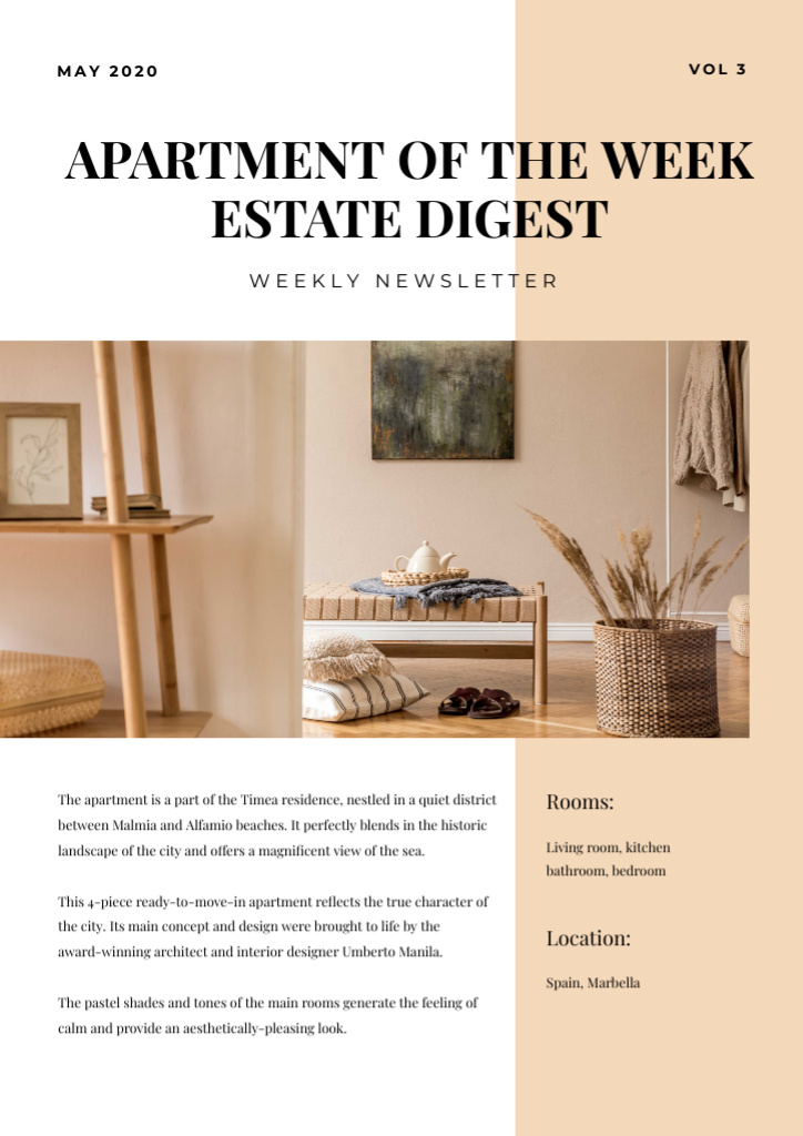 Designvorlage Apartments of the week Review für Newsletter