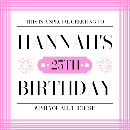 Designvorlage Alles Gute zum Geburtstag im rosa Rahmen für LinkedIn post