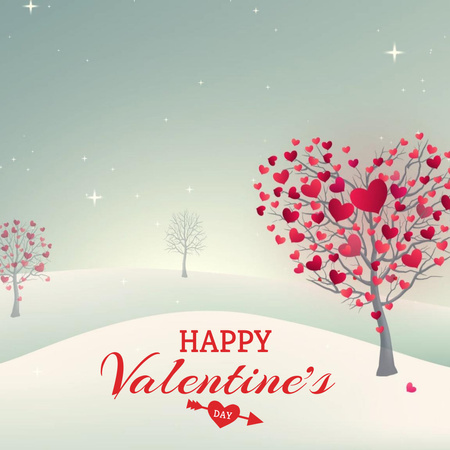 Platilla de diseño Valentine's Day Trees with Hearts Animated Post