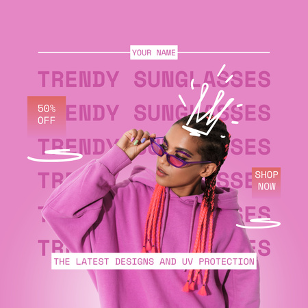 Реклама солнцезащитных очков новейшего дизайна Instagram – шаблон для дизайна