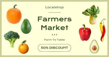 Designvorlage Discount on Vegetables from Farm to Table für Facebook AD