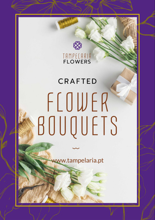 Florist Services Ad White Flowers and Ribbons Flyer A6 Design Template