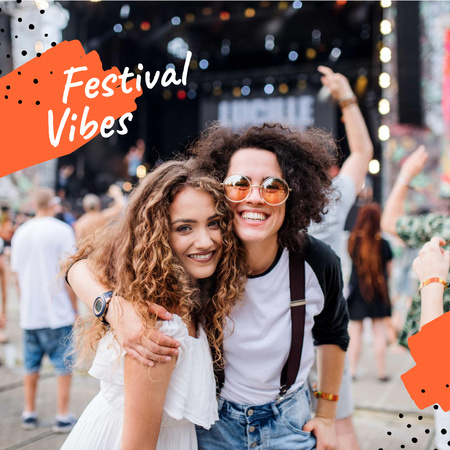 Ontwerpsjabloon van Instagram van Cheerful People at Festival