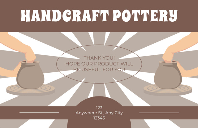 Handcrafted Clay Pots Thank You Card 5.5x8.5in Šablona návrhu