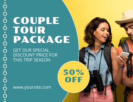 Couple Tour Packages Sale Thank You Card 5.5x4in Horizontal Design Template