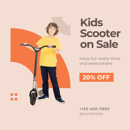 Template di design bambini scooter vendita con ragazzo Instagram