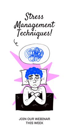 Platilla de diseño Stress Management Techniques for Mental Health with Sad Boy Graphic