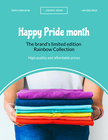 Coleção de roupas Rainbow de edição limitada no mês do Orgulho Poster 8.5x11in Modelo de Design