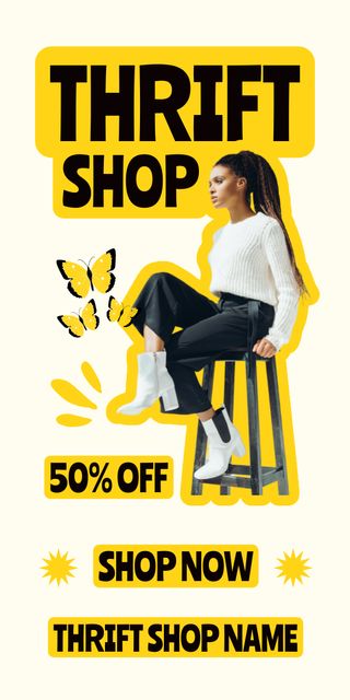 Black woman on yellow illustrated Graphic Design Template