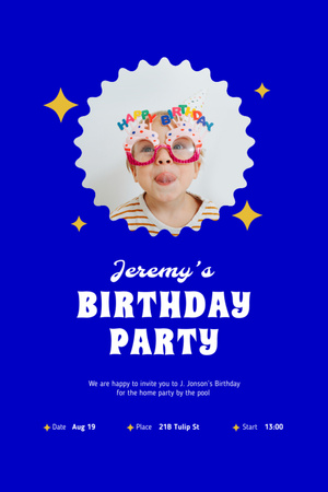 Birthday Party Announcement with Cute Kid Invitation 6x9in Design Template