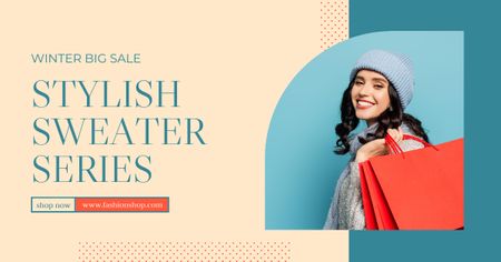 Stylish Sweater Series Sale Announcement for Women Facebook AD Design Template