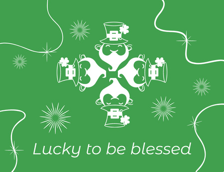 Holiday Blessings for St. Patrick's Day Thank You Card 5.5x4in Horizontal Design Template