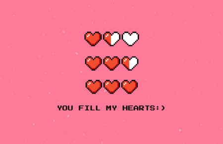 Platilla de diseño Heartfelt Valentine's Celebrations with Pixel Hearts In Pink Thank You Card 5.5x8.5in