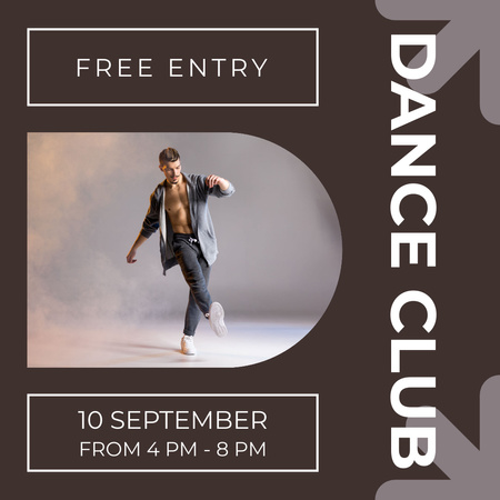 Plantilla de diseño de Entrada gratuita al club de baile con Dancing Man Instagram 