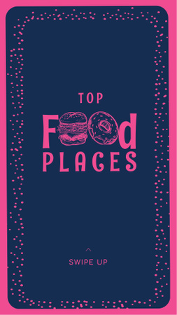 Food Places inscription with fast food icons Instagram Story Design Template