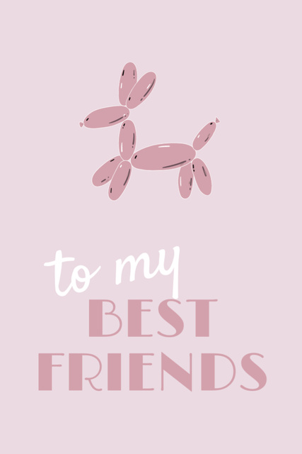 Cute Pink Balloon Dog Postcard 4x6in Vertical Design Template