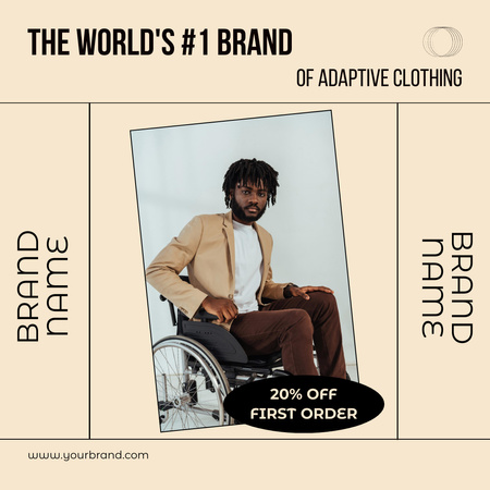 Offer of Stylish Adaptive Clothing with Man on Wheelchair Instagram Design Template