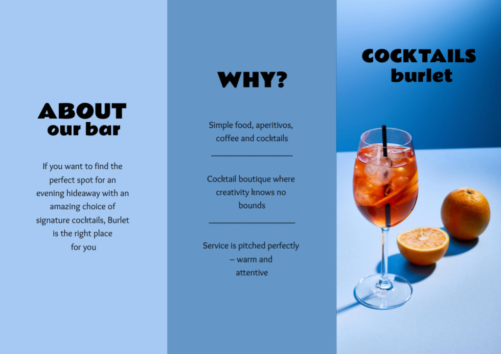 Famous Bar Promotion And Cocktails Offer with Oranges Brochure Din Large Z-fold Design Template