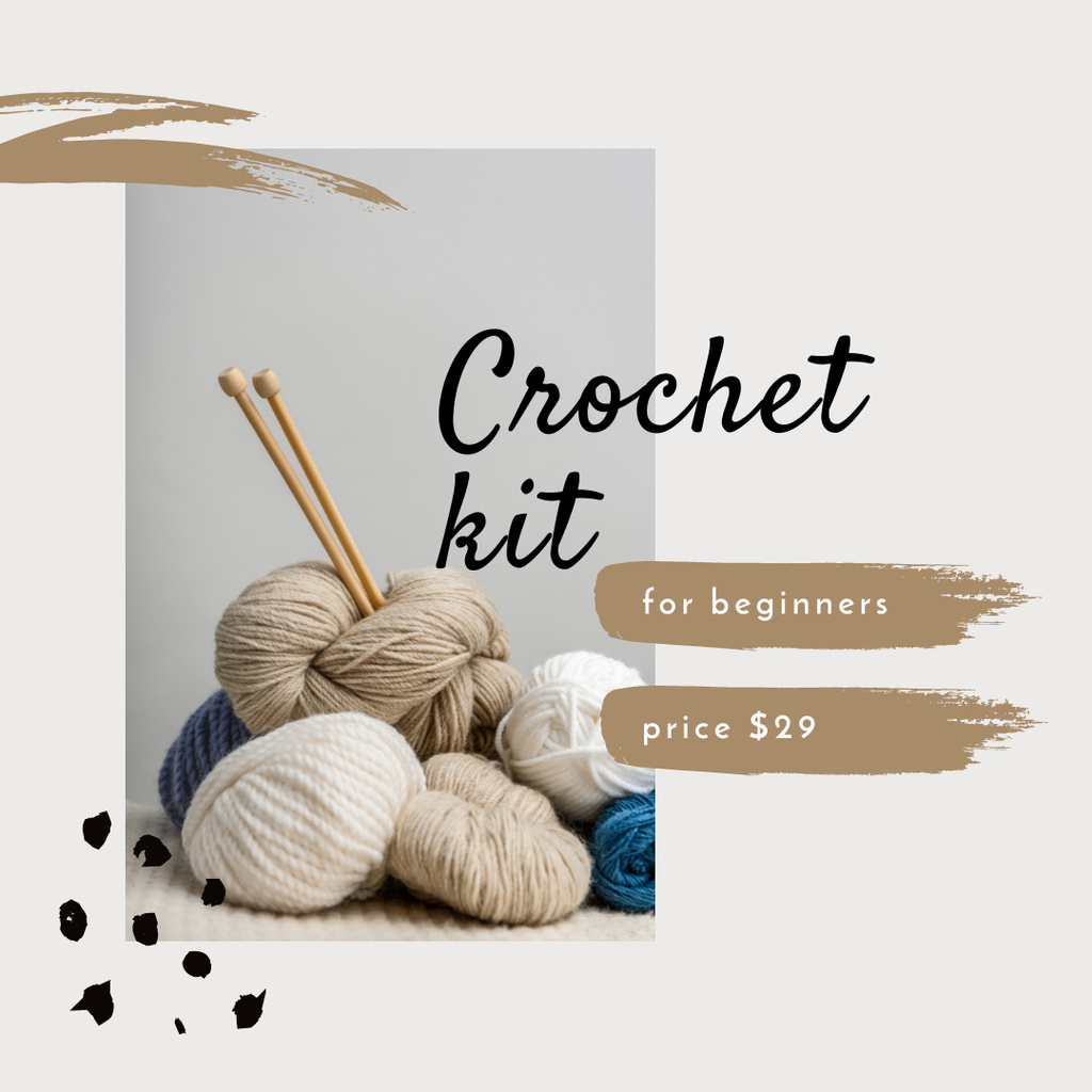 Ontwerpsjabloon van Instagram van Crochet Kit for beginners Offer