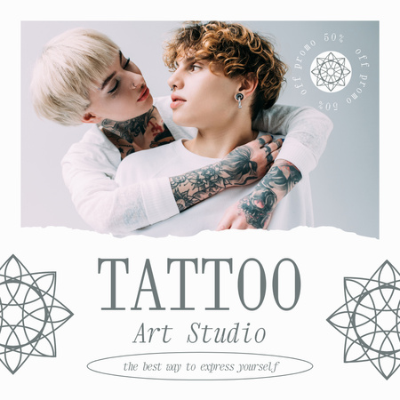 Tattoo Art Studio Service Promotion With Discount Instagram Design Template