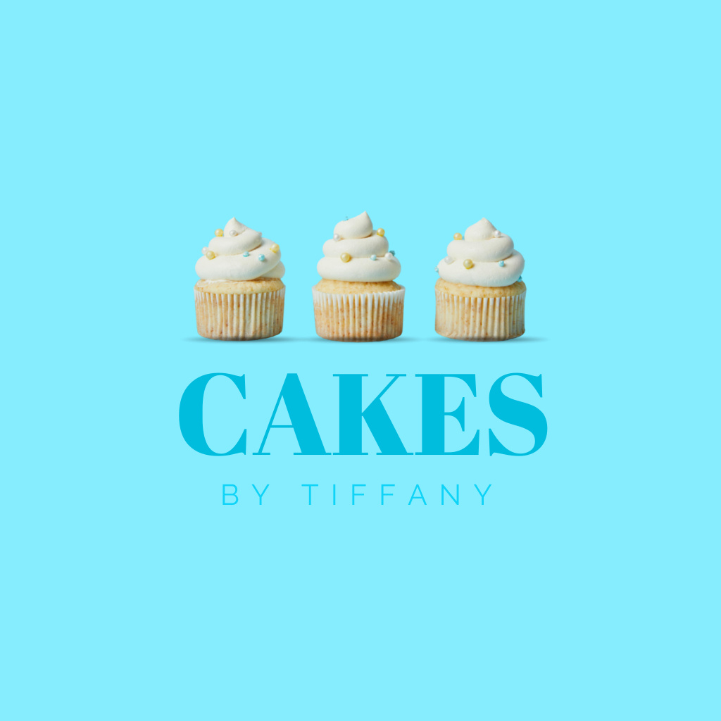 Cake Store Ad with Yummy Cupcakes Logo Tasarım Şablonu