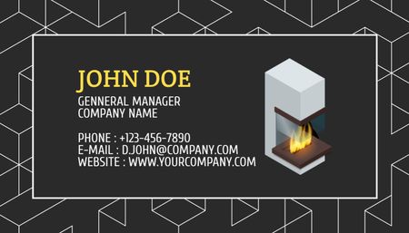 Fireplaces Installation and Maintenance Grey Business Card US Design Template