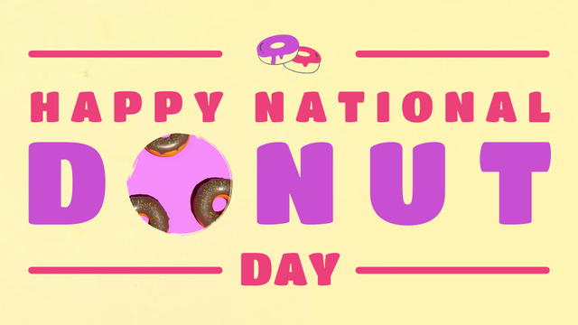 National Donut Day Greetings With Glazed Donuts Full HD video Design Template