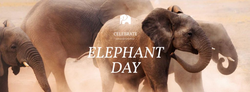 Plantilla de diseño de World Elephant Day Holiday Announcement Facebook cover 