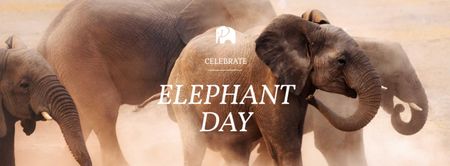 World Elephant Day Holiday Announcement Facebook cover Design Template