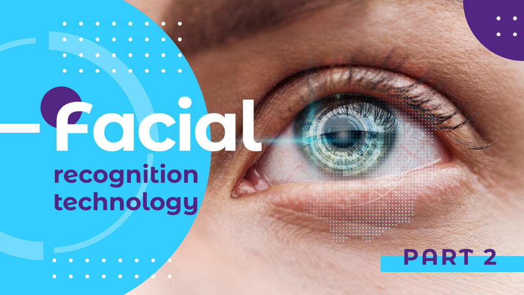 Designvorlage Facial Recognition Technology Blue Human Eye für Youtube Thumbnail