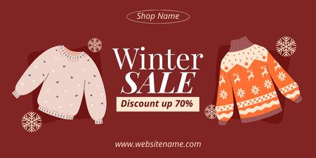 Winter Sweater Sale Announcement on Red Twitter – шаблон для дизайна